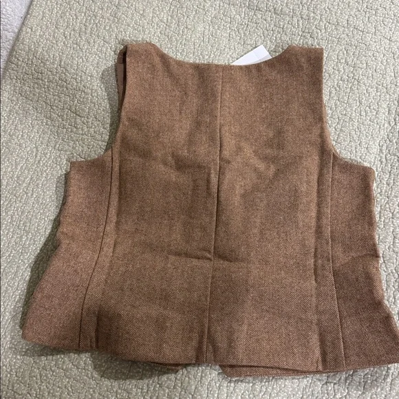 LOFT Brown Button-Up Vest Blouse - Picture 5 of 5